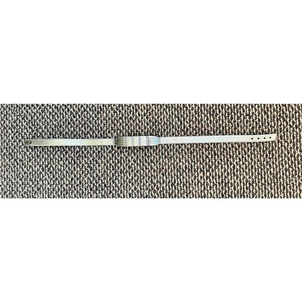 Vtg Snakeskin Waist Belt Genuine Statement Silver Sz M 80’s Rockabilly Embossed